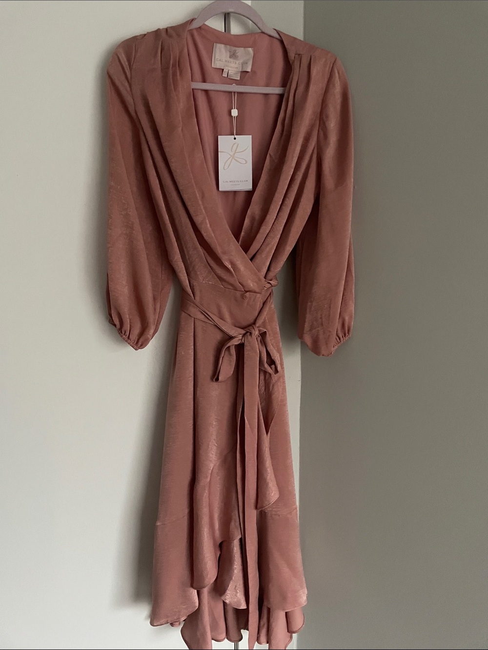 Gal Meets Glam Mauve Pink Wrap Dress